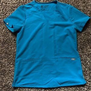 Figs Teal Scrub Top one pocket S